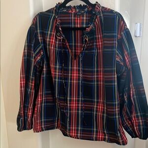 J. Crew Plaid Blouse - Red and Blue